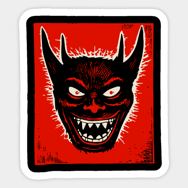 Lino Cut Devil Sticker by n23tees